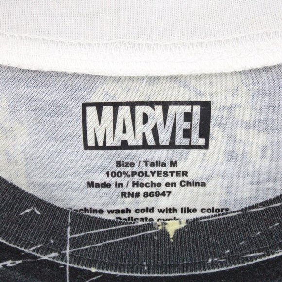 Vintage Marvel Shirt Men Black & Tan Short Sleeve Punisher All Over Print Logo M - Picture 5 of 8
